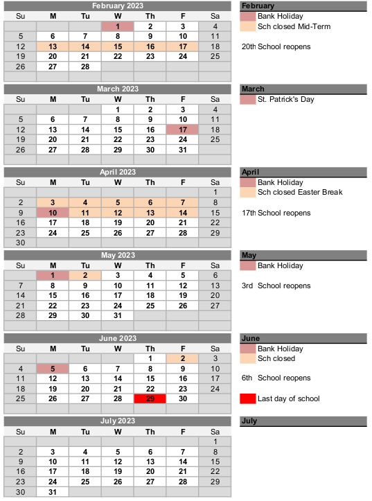 NDNSP School Calendar